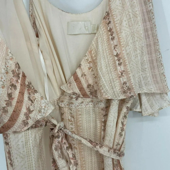 The Jetset Diaries Dress Women's Sz XS Brown Halcyon Floral Sleeveless Wrap Mini - Picture 7 of 9